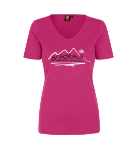 Koszulka damska W GÓRACH różowa V-neck ID 0506